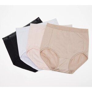 Breezies Nylon Microfiber HI-CUT Brief LARGE - Basic Set -  4 PACK, NWT